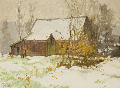 Minden barn in winter, Ontario 1981